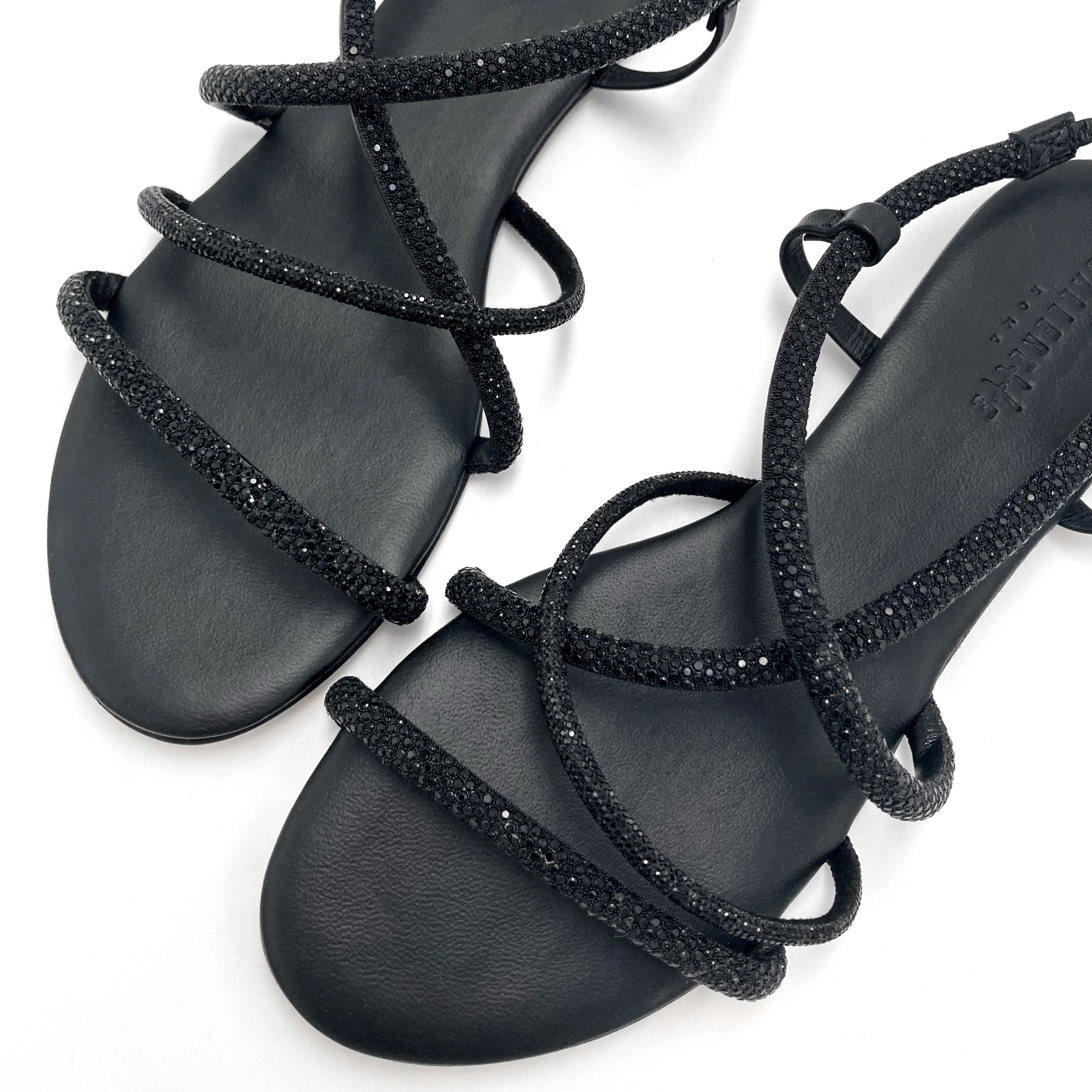 Sandali gioiello intrecciati da sera con strass neri - Image 3