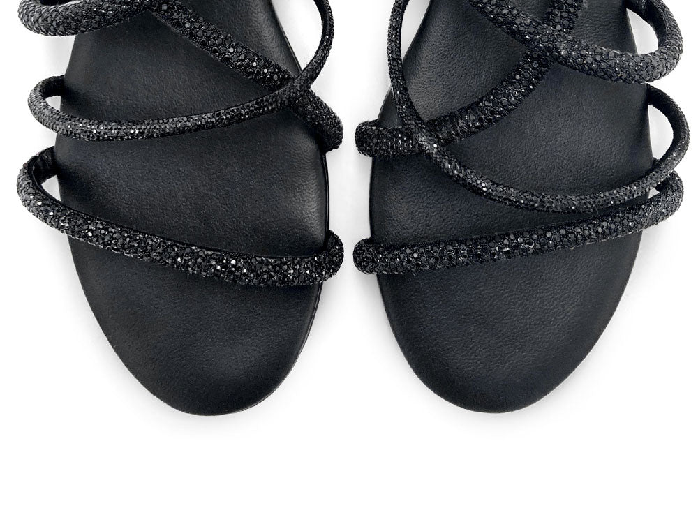 Sandali gioiello intrecciati da sera con strass neri - Image 5