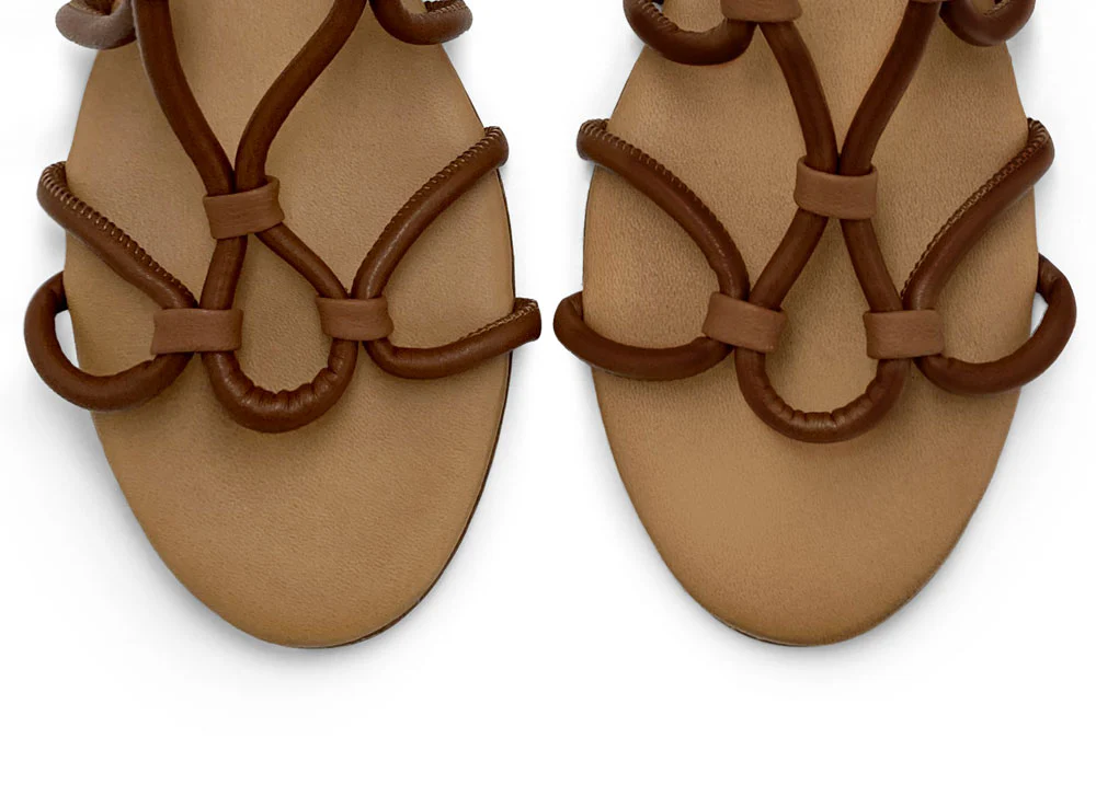 Sandali marroni in pelle con lacci alla schiava - Image 5