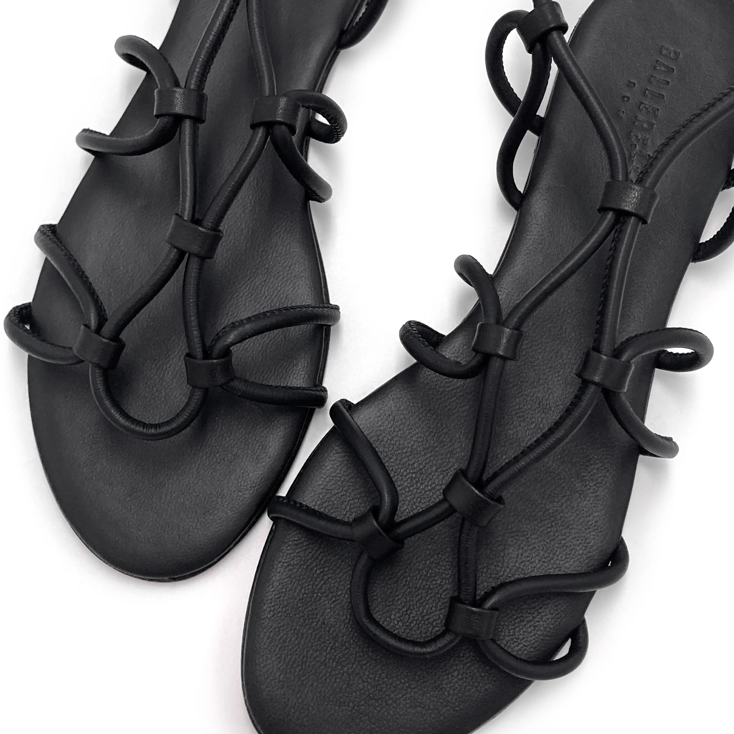 Sandali neri in pelle con lacci alla schiava - Image 3