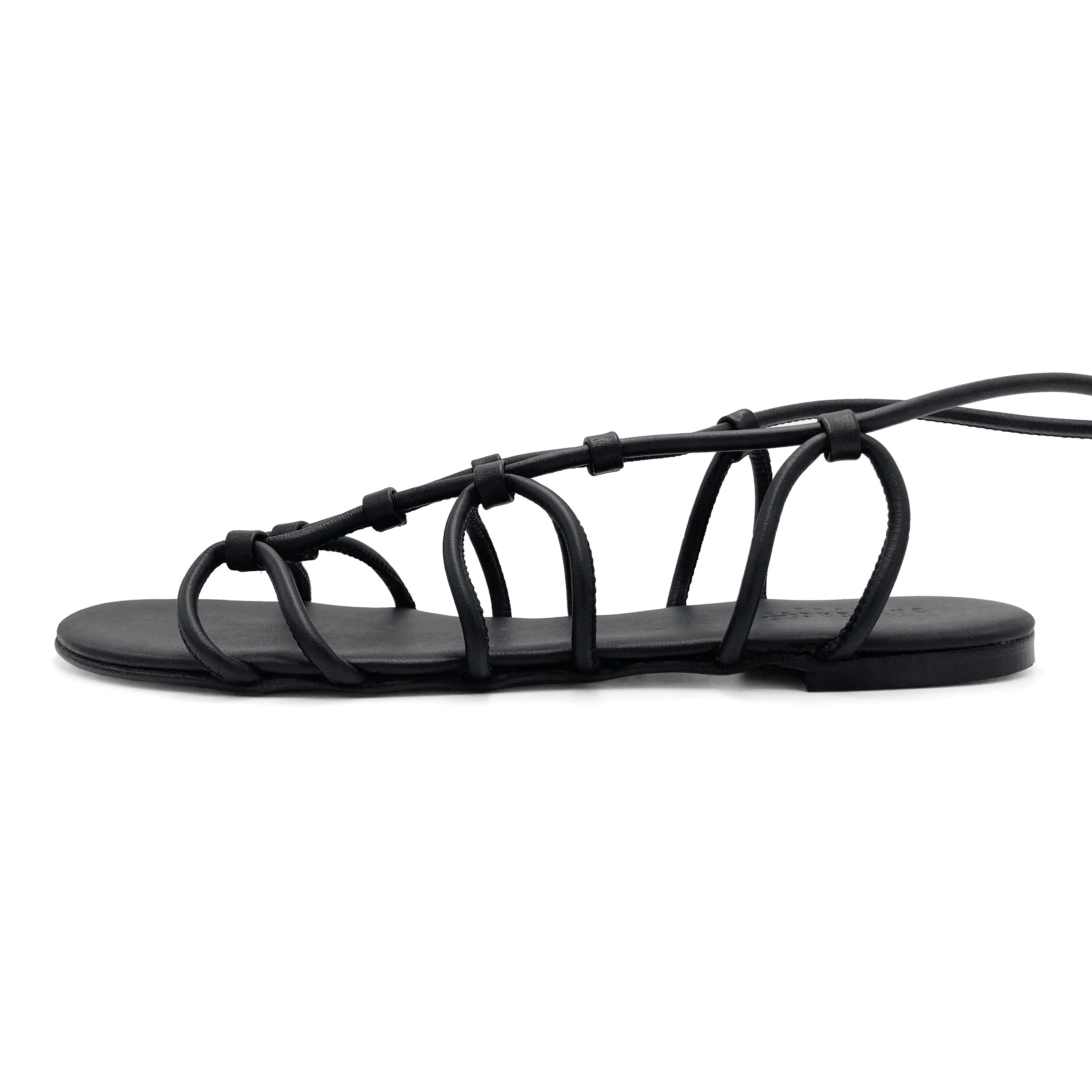 Sandali neri in pelle con lacci alla schiava - Image 4