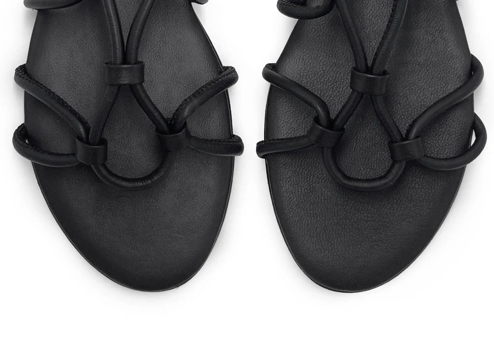 Sandali neri in pelle con lacci alla schiava - Image 5