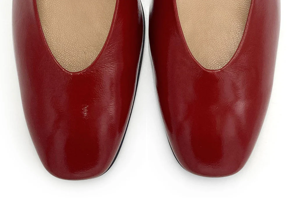 Scarpe ballerine rosse in vernice con punta quadrata e tacco alto comodo - Image 6