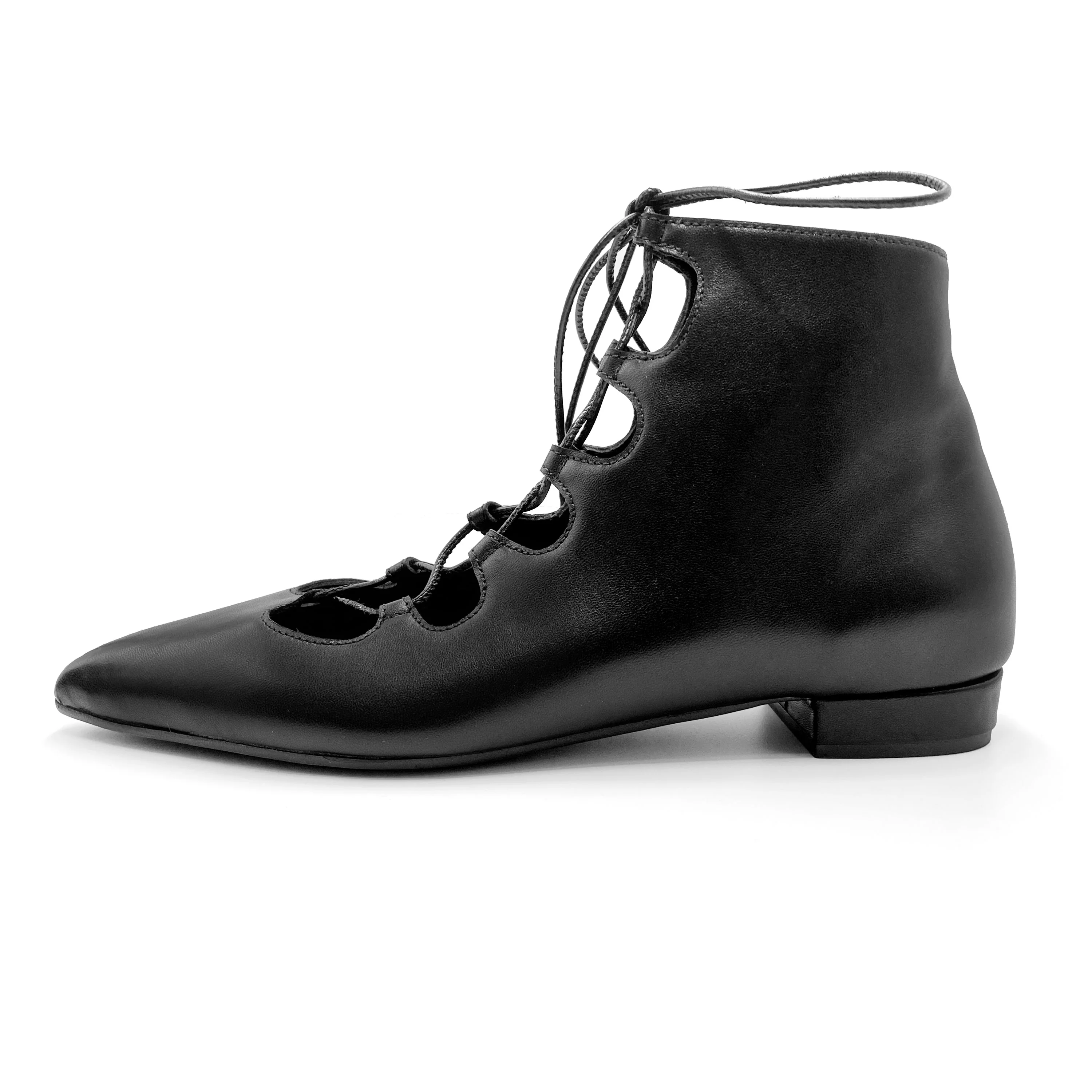 Stivaletti neri alla caviglia a punta con lacci - Image 4